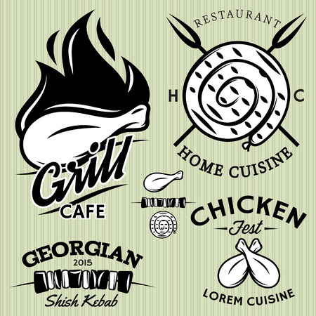 Set of meat products for barbecue partyのイラスト素材