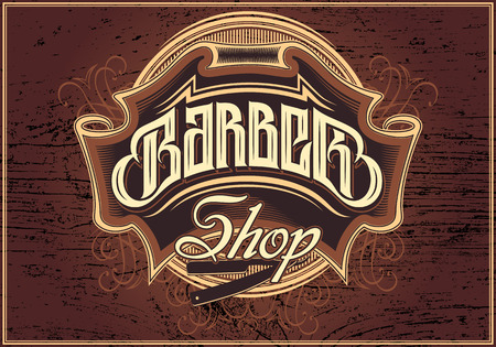 brown vector sign for a barber shopのイラスト素材