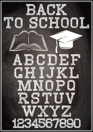 Black grunge background with stylish alphabet for back to schoolのイラスト素材