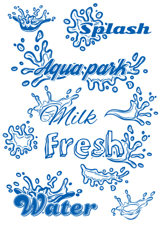 set of vector template with elements of the water for milk, juice, pure water set of vector template with elements of the water for milk, juice, pure water