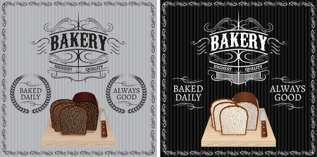 two patterns with different types of bread for advertisingのイラスト素材