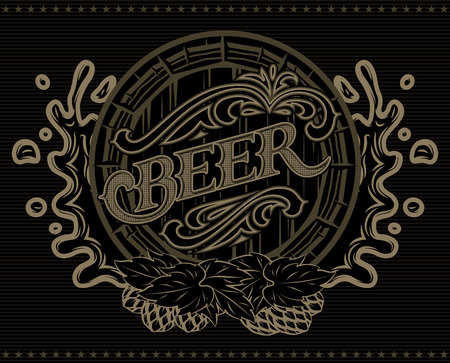 vector template with a barrel of beer advertising poster menuのイラスト素材