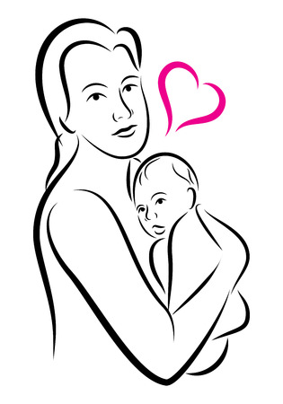 stylized holy union of mother and child love familyのイラスト素材