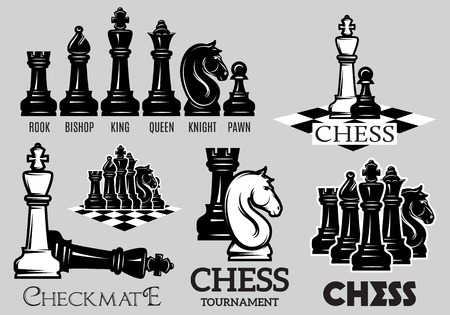 Set of emblems and signs for the chess tournamentのイラスト素材