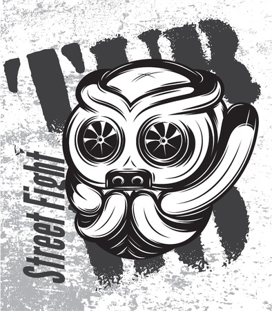 illustration of a street fight titanium bulldog with turboのイラスト素材