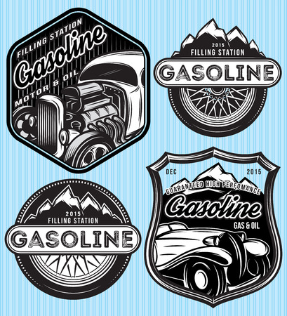 vector stylish set of badges for advertising gasolineのイラスト素材