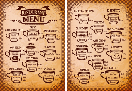Vintage menu template for an coffee drinks for restaurantsのイラスト素材