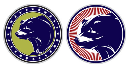 set of stylish sport badges with bearsのイラスト素材