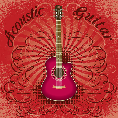 Stylish grunge guitar background for the cover, advertising or invitationのイラスト素材