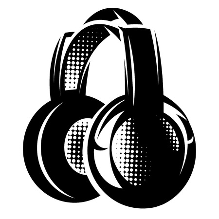 vector illustration with headphones on white backgroundのイラスト素材