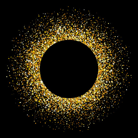 Confetti gold flare. Glitter background. Vector illustration on black backgroundのイラスト素材