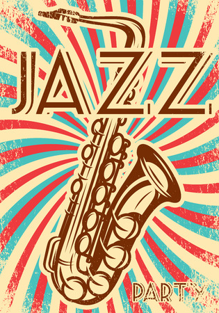 Vector stylish vintage advertising poster with saxophone for the partyのイラスト素材