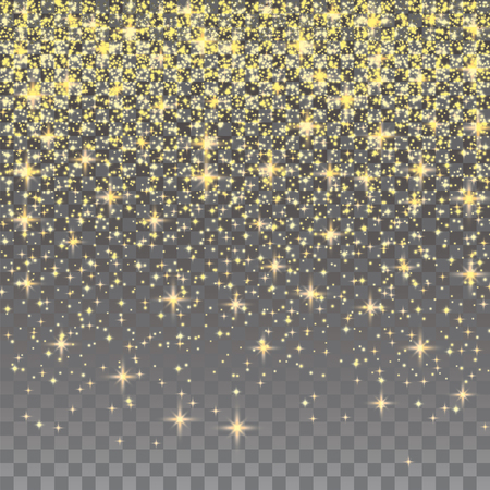 Abstract background with the effect of gold shiny sparkling particles. Golden luxurious texture with falling gold grains. Vector editable illustrationのイラスト素材