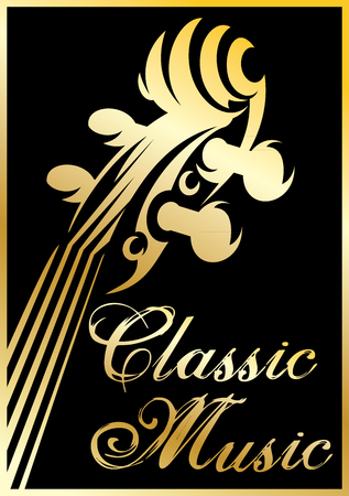 golden vector pattern with violin for a classical music concertのイラスト素材