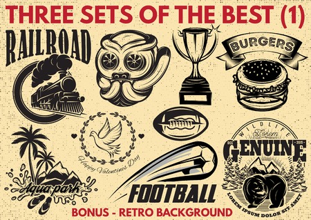 the first set of vector patterns for retro logo on various subjectsのイラスト素材