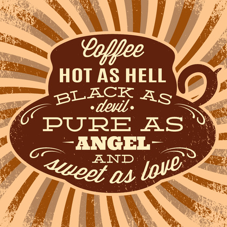 Retro poster with a cup of coffee. vector illustrationのイラスト素材