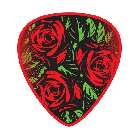 color vector template for design plectrum with roses and leavesのイラスト素材