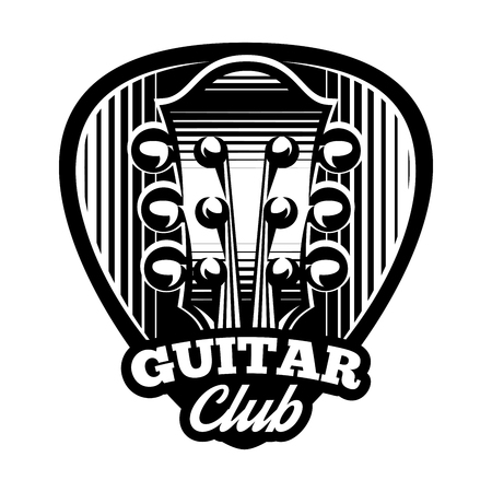 monochrome vector logo template with ple trum and guitarのイラスト素材