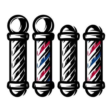 Set of different color and monochrome templates for barber poleのイラスト素材