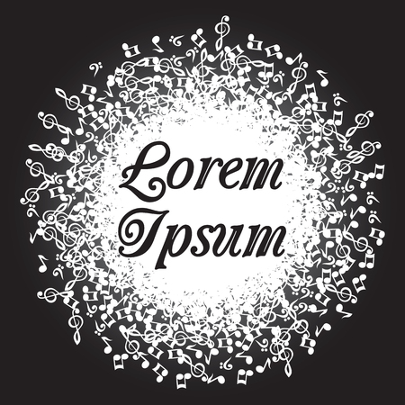 Abstract round black background with music notes. vector illustrationのイラスト素材