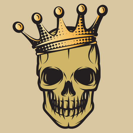 Vector color illustration with skull in golden crownのイラスト素材