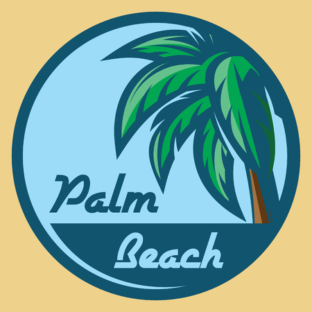 Template for logo on the theme of tourism with a palm treeのイラスト素材