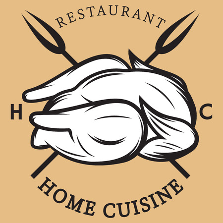 Template for menu with grilled chicken and forks.のイラスト素材