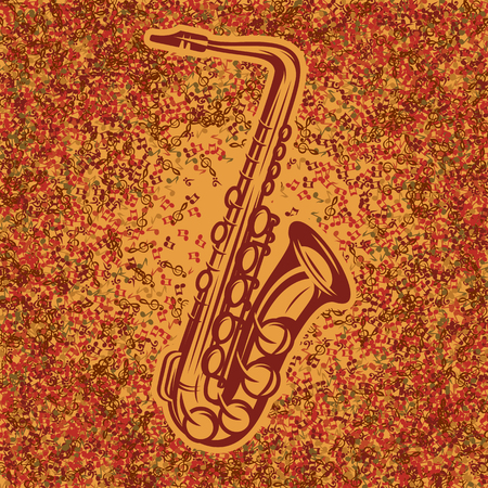 Abstract background of music notes with gradient and saxophone.のイラスト素材