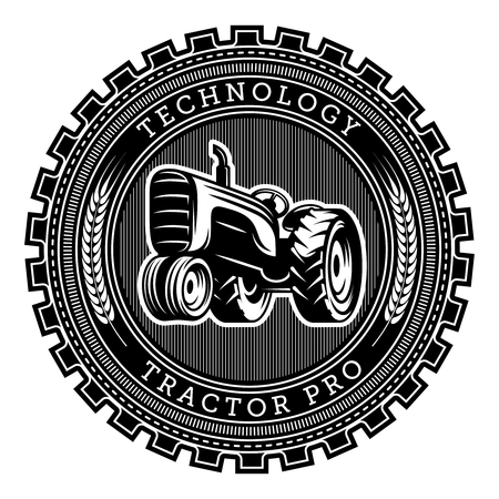 Vector tractor logo illustration. Emblem logo design.のイラスト素材