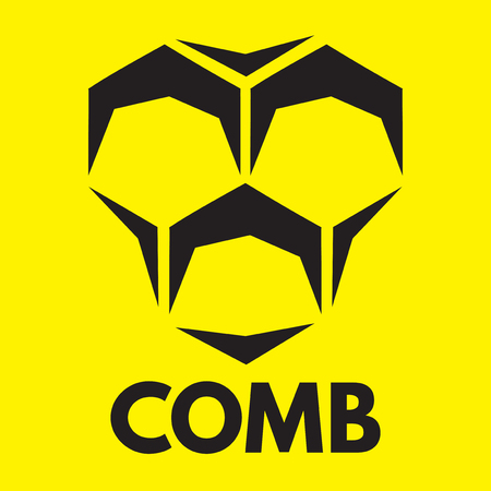 vector template for emblem with bee honeycombs.のイラスト素材