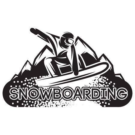 Vector monochrome template with snowboarder in a jump.のイラスト素材