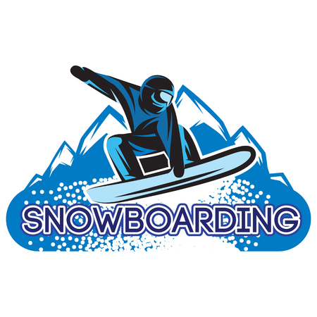 Color template with snowboarder in a jump.のイラスト素材