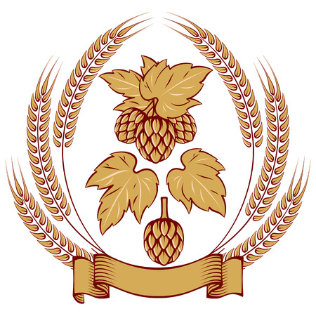 set of vector elements for design illustration with hops.のイラスト素材