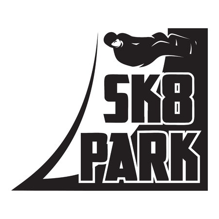 Monochrome vector poster on the theme of skateboarding with a boarder.のイラスト素材