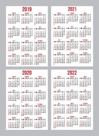 Set of vector calendar grid templates for pocket calendar design.のイラスト素材