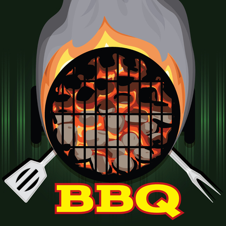 Vector color template with barbeque picnic accessories.のイラスト素材