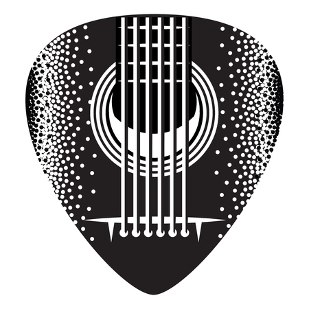 Stylish monochrome plectrum for guitar. Vector illustration.のイラスト素材
