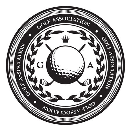 Retro style sport emblem with golf ball. Vector illustration.のイラスト素材