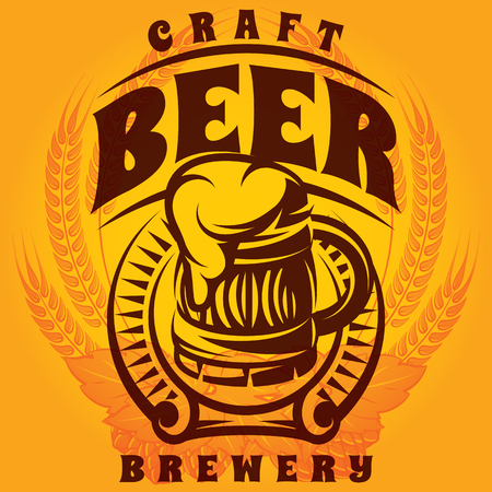 Vector template advertising poster on the topic of beer or brewery for a restaurant.のイラスト素材