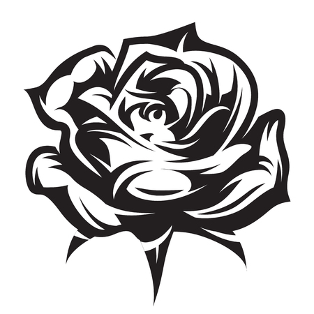 Vector monochrome pattern for design with rose.のイラスト素材
