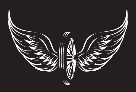 Vector template on motorcycle theme with calligraphic inscription.のイラスト素材