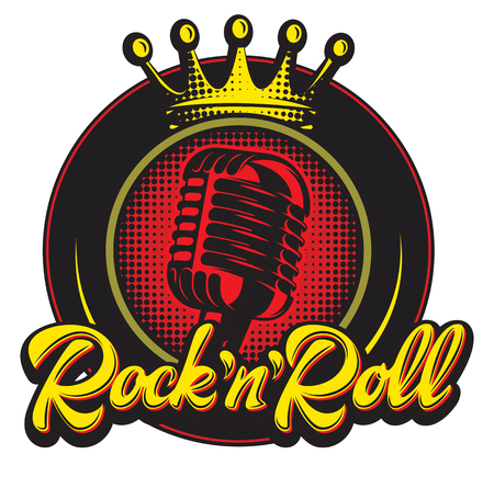 Color vector illustration with crown and microphone.のイラスト素材