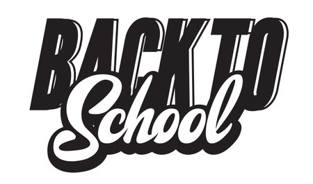 Vector monochrome illustration with lettering inscription back to school.のイラスト素材