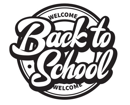Vector monochrome illustration with lettering inscription back to school.のイラスト素材