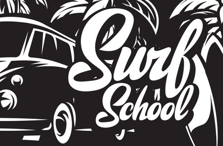 Vector illustration with ocean shore on the theme of surfing.のイラスト素材