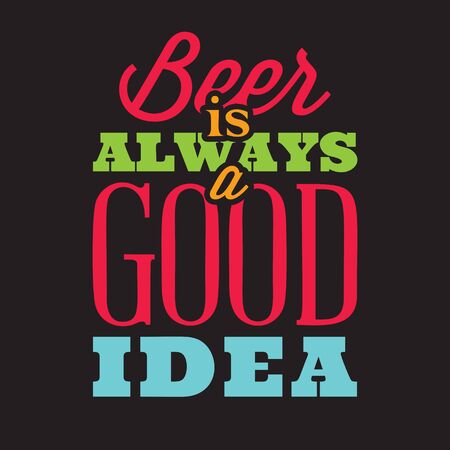 Vector set of stylized quotes on the topic of beer. Color text on a black background.のイラスト素材