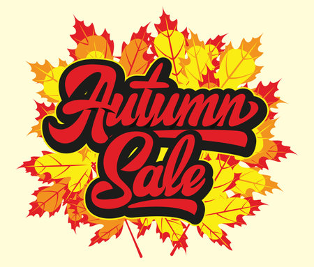 Vector illustration with calligraphic inscription Autumn Sale for design.のイラスト素材