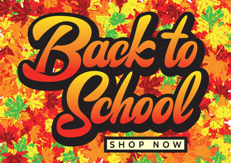 Autumn sale flyer template with lettering. Bright fall leaves. Poster, card, label, banner design.のイラスト素材