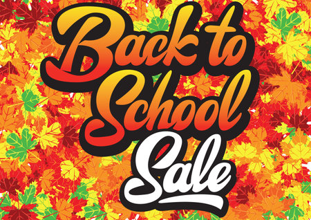 Autumn sale flyer template with lettering. Bright fall leaves.のイラスト素材