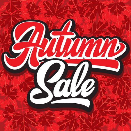 Vector template for design of advertising on autumn theme with calligraphic inscriptionのイラスト素材